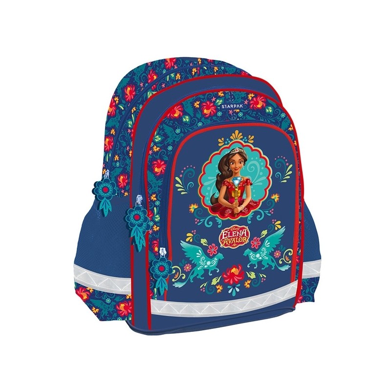 Ghiozdan Elena din Avalor, imprimeu floral, bretele ajustabile 38x29x19,5 cm - imagine 3